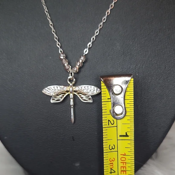 Delicate Silver 925  Dragonfly Pendant Necklace - Picture 6 of 7